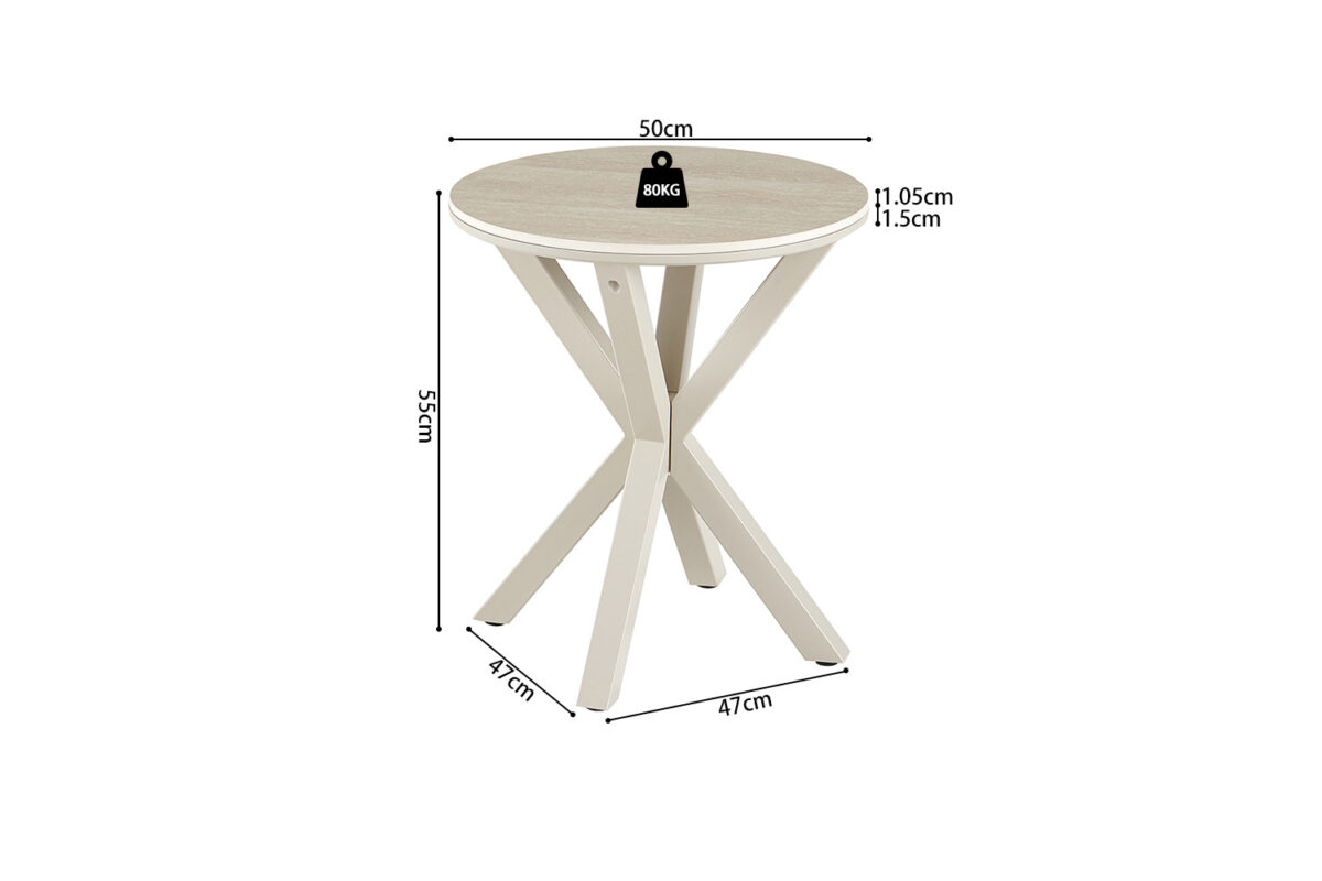 Bijzettafel Helsinki Rond 50 cm steen barok beige Scandinavisch – foto 9