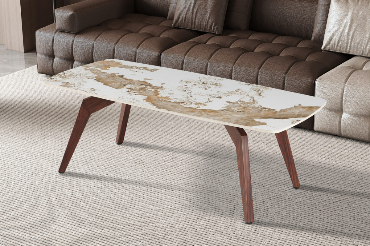 Salontafel Como 120x60 cm marmerlook walnoot Hotel chique