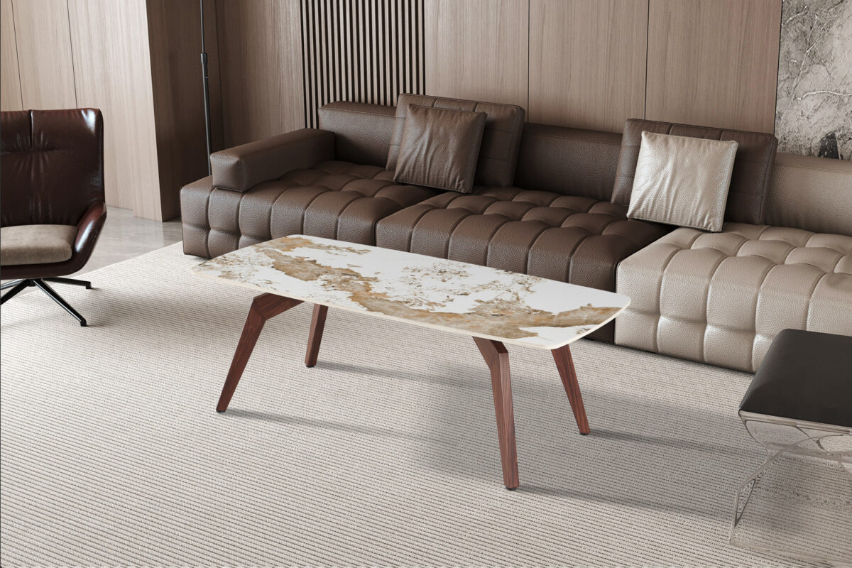 Salontafel Como 120x60 cm marmerlook walnoot Hotel chique – foto 2