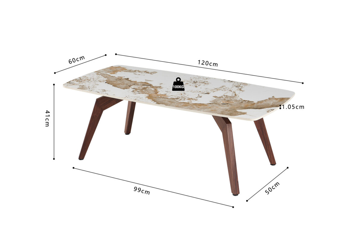 Salontafel Como 120x60 cm marmerlook walnoot Hotel chique – foto 6
