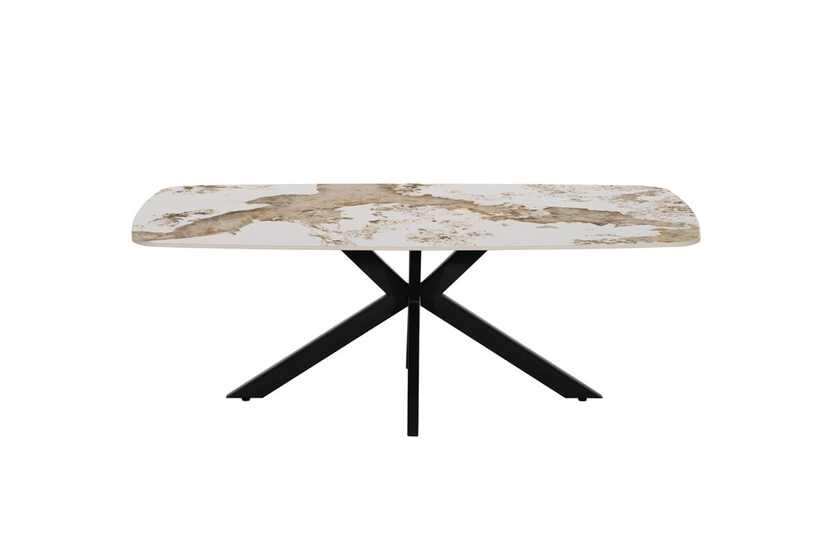 Salontafel Firenze Deens ovaal 130 cm marmerlook wit Industrieel – foto 3