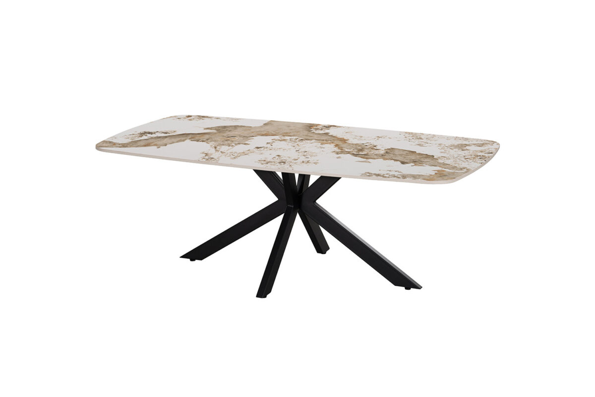 Salontafel Firenze Deens ovaal 130 cm marmerlook wit Industrieel – foto 4