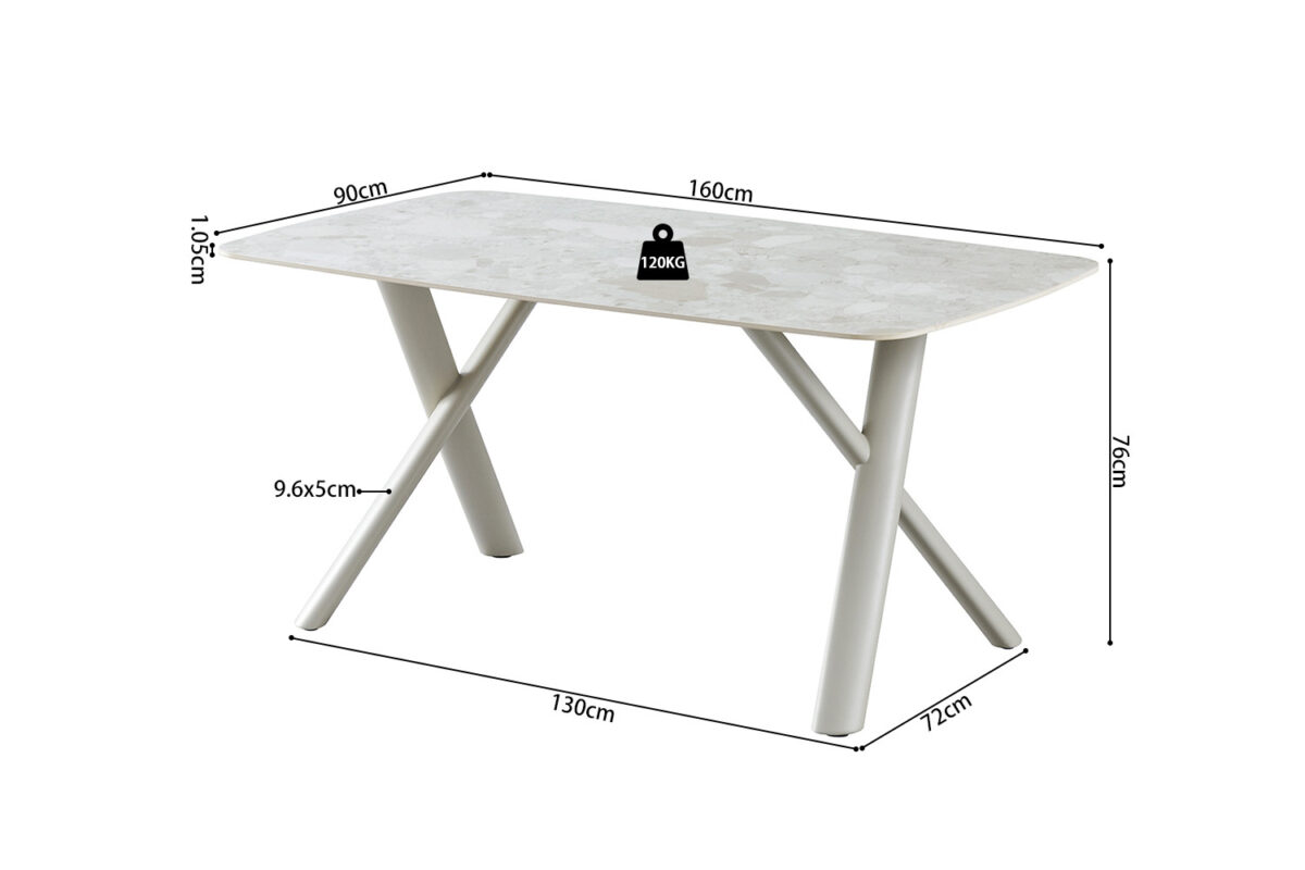 Eettafel Ferrara 160x90 cm steen beige Scandinavisch – foto 9