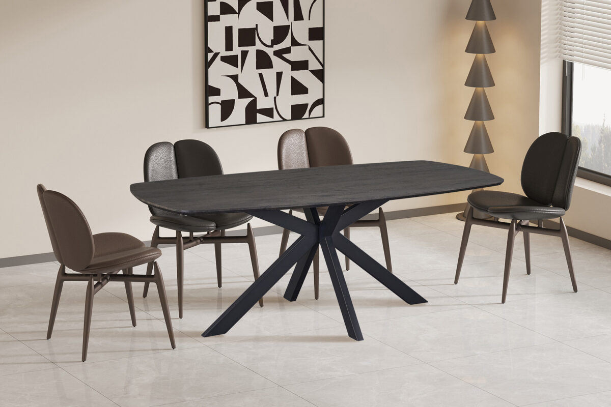 Eettafel Marrakech Deens ovaal 200 cm donkerbruin Industrieel