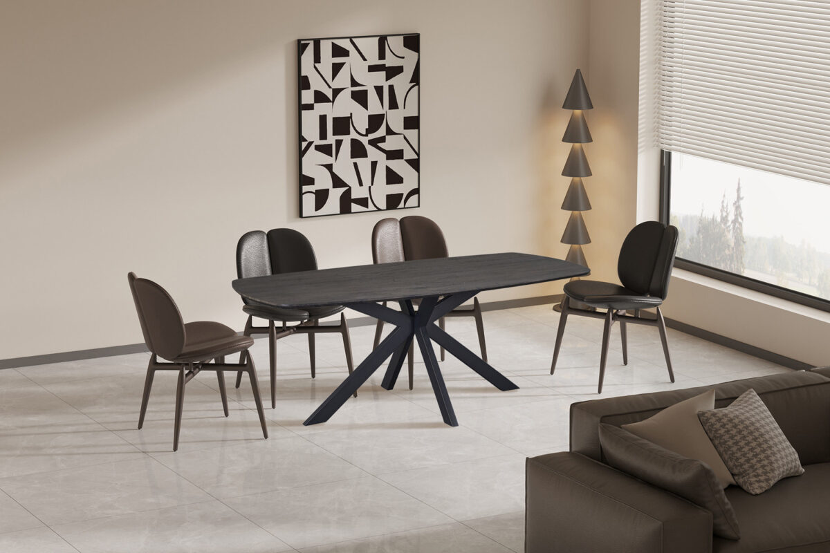 Eettafel Marrakech Deens ovaal 200 cm donkerbruin Industrieel – foto 2