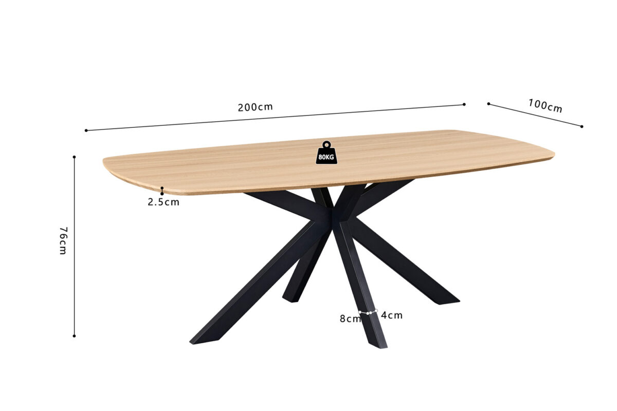 Eettafel Marrakech Deens ovaal 200 cm eiken naturel Industrieel – foto 8