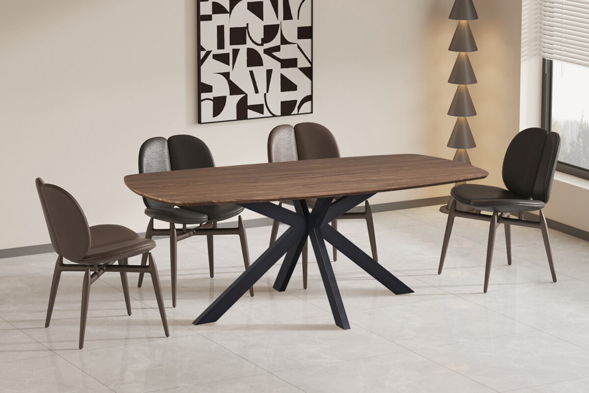 Eettafel Marrakech Deens ovaal 200 cm donker eiken Industrieel