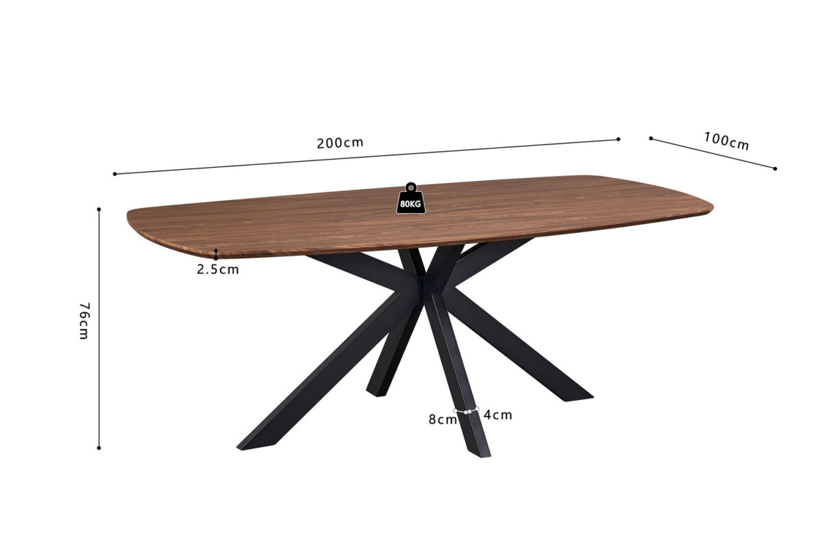 Eettafel Marrakech Deens ovaal 200 cm donker eiken Industrieel – foto 8