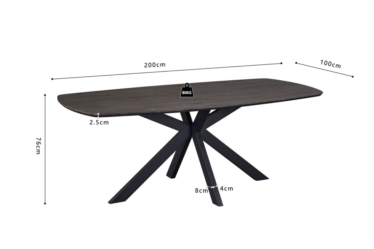 Eettafel Marrakech Deens ovaal 200 cm donkerbruin Industrieel – foto 8