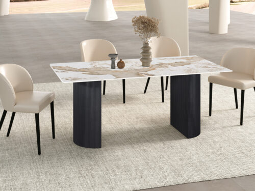 Eettafel Treviso 180x90 cm marmerlook wit Hotel chique