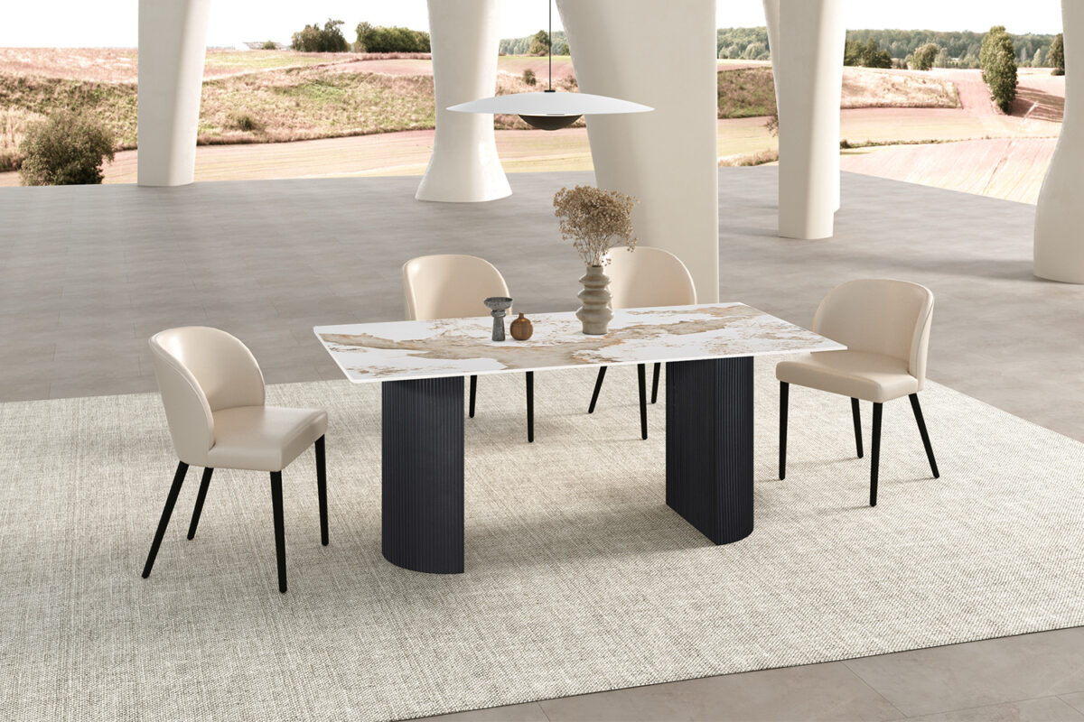 Eettafel Treviso 180x90 cm marmerlook wit Hotel chique – foto 2