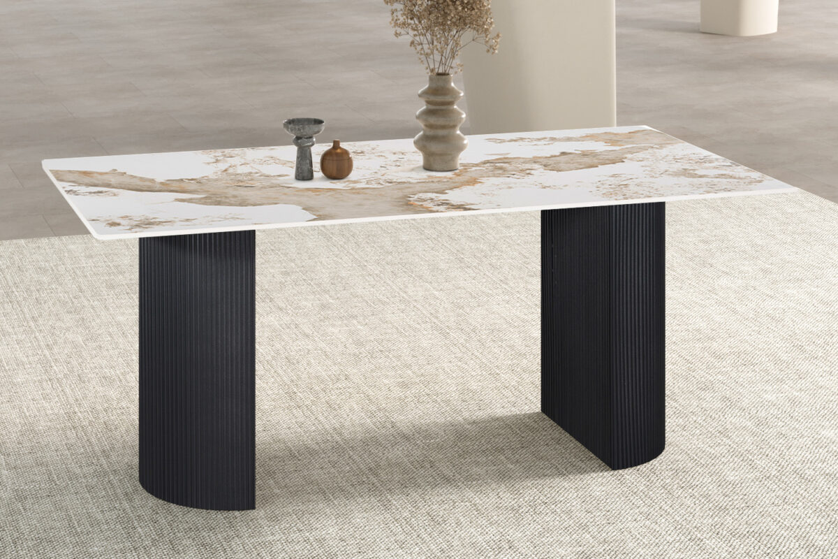 Eettafel Treviso 180x90 cm marmerlook wit Hotel chique – foto 3