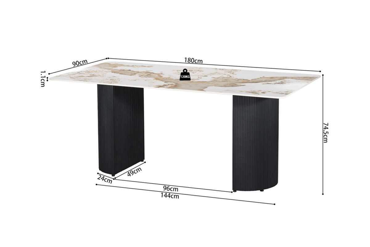 Eettafel Treviso 180x90 cm marmerlook wit Hotel chique – foto 9