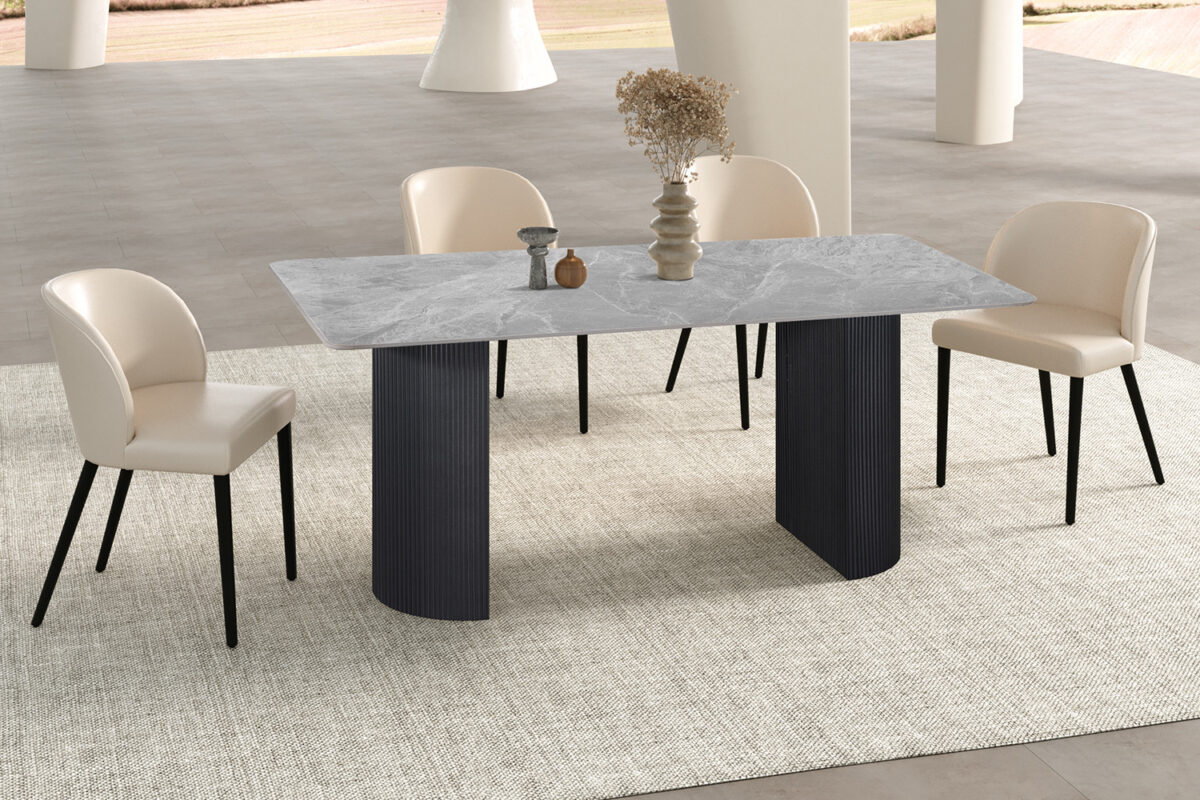 Eettafel Treviso 180x90 cm steen Italiaans grijs Hotel chique