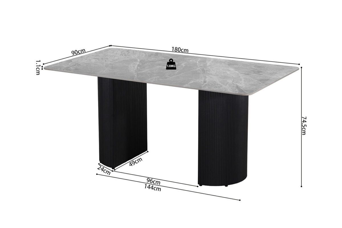 Eettafel Treviso 180x90 cm steen Italiaans grijs Hotel chique – foto 9