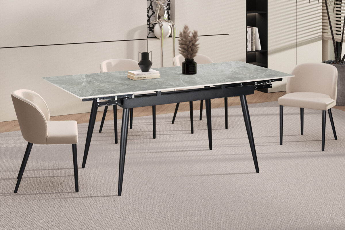 Uitschuifbare eettafel Rhodos 120-180 cm steen Italiaans grijs