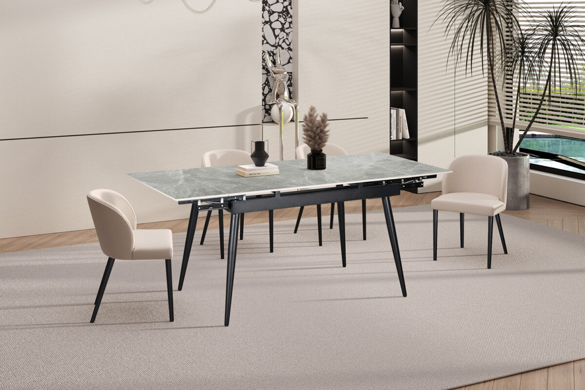 Uitschuifbare eettafel Rhodos 120-180 cm steen Italiaans grijs – foto 2