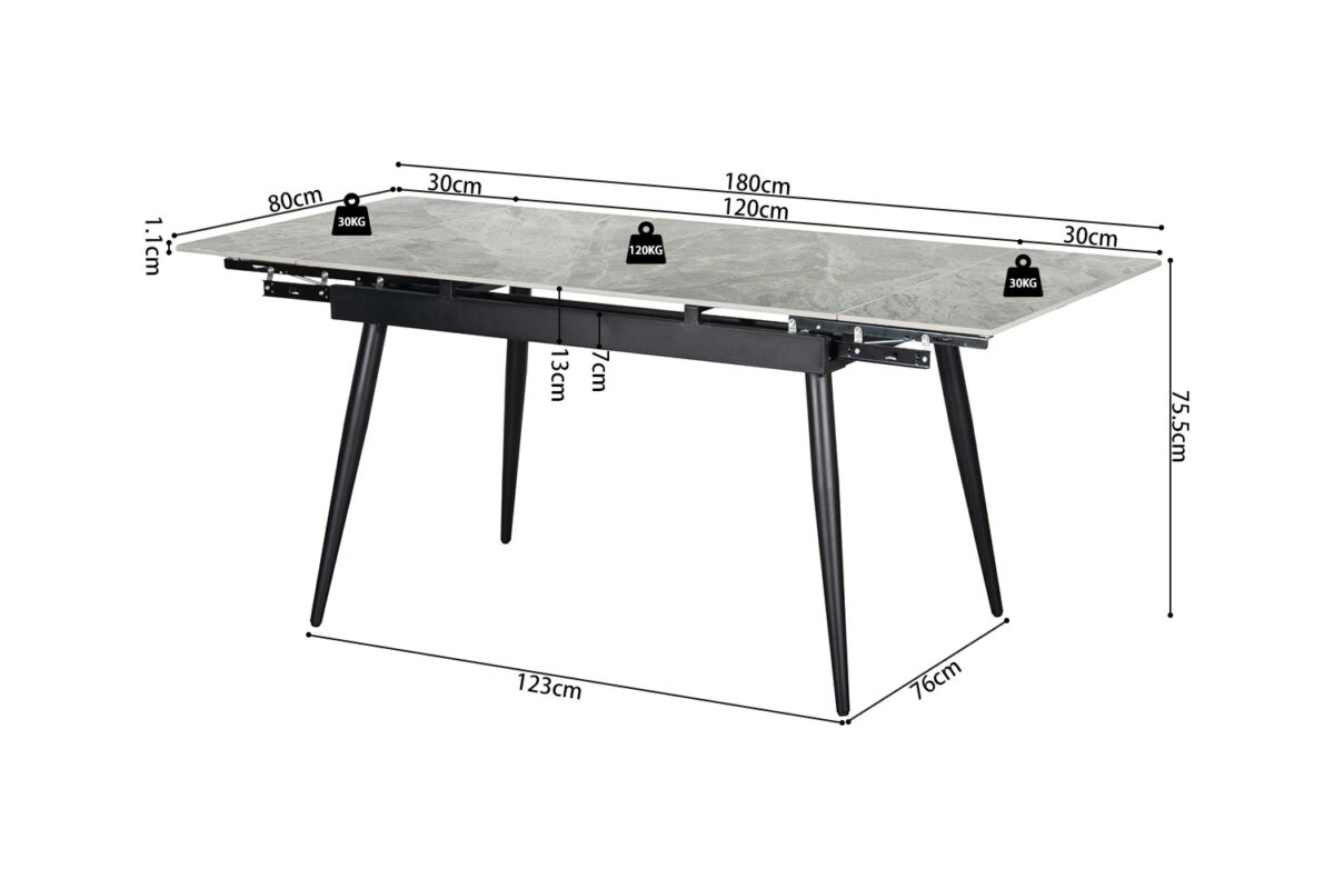 Uitschuifbare eettafel Rhodos 120-180 cm steen Italiaans grijs – foto 11