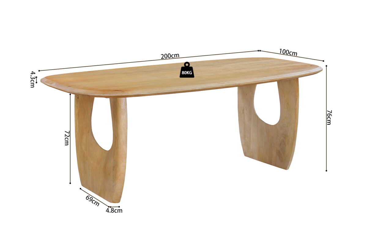 Eettafel Siracusa Deens ovaal 200 cm amandel mangohout Japandi – foto 8