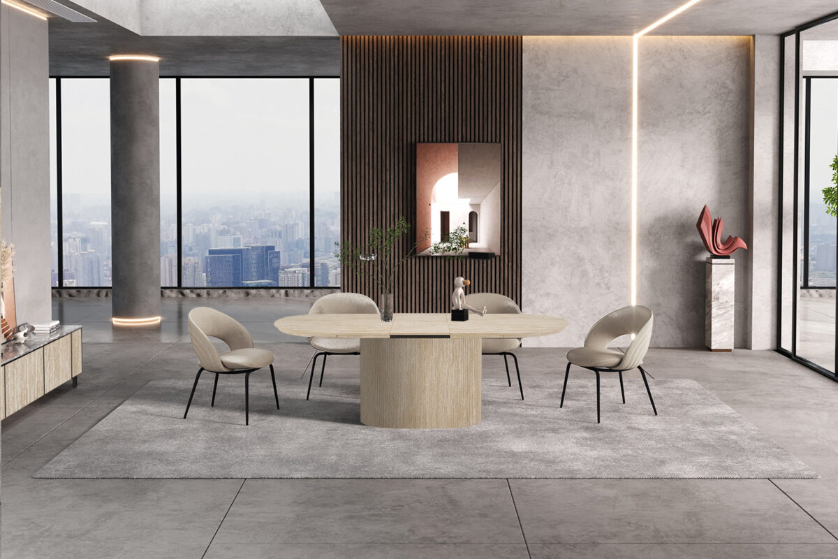 Uitschuifbare eettafel Mykonos Ovaal 180-220 cm travertinlook – foto 2