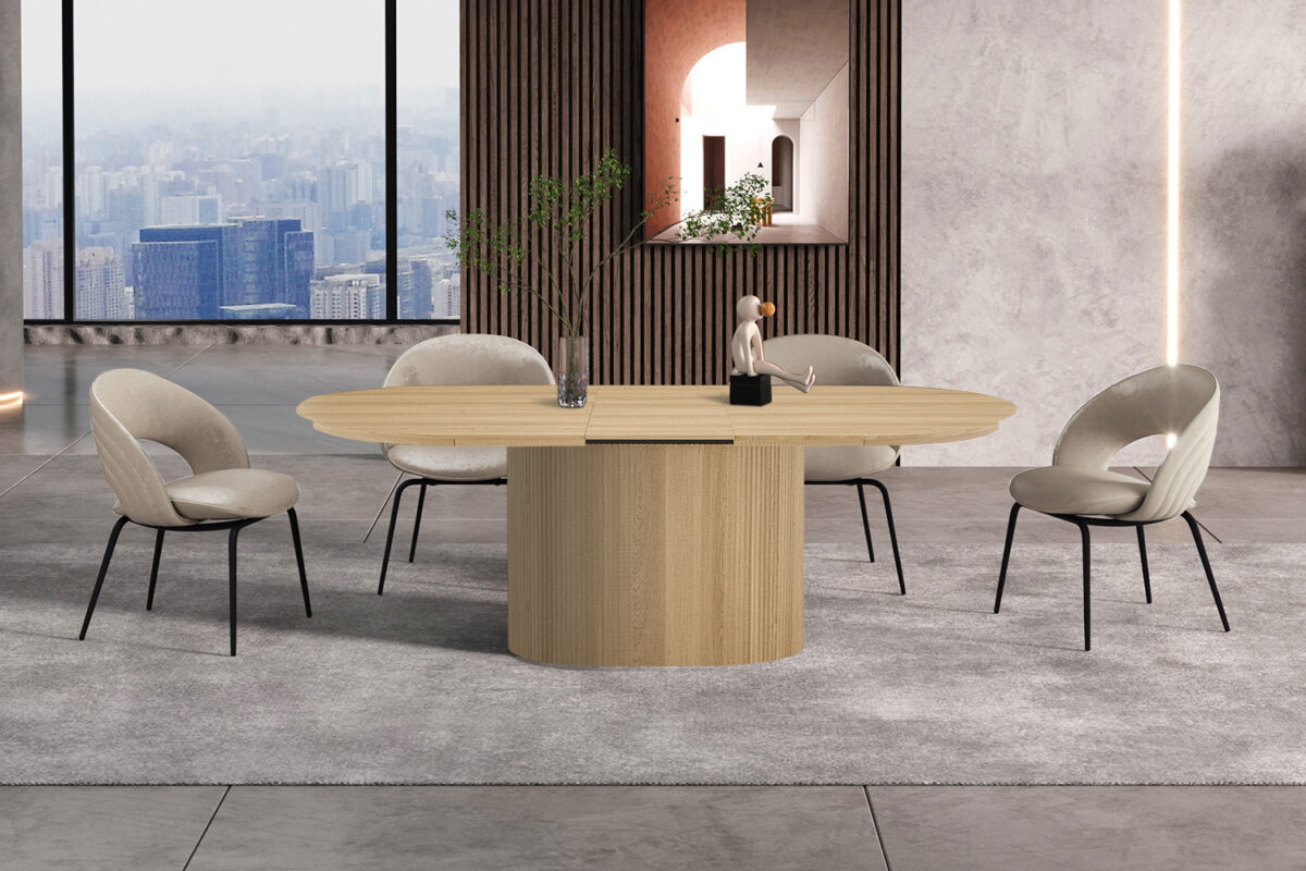 Uitschuifbare eettafel Mykonos Ovaal 180-220 cm eiken naturel