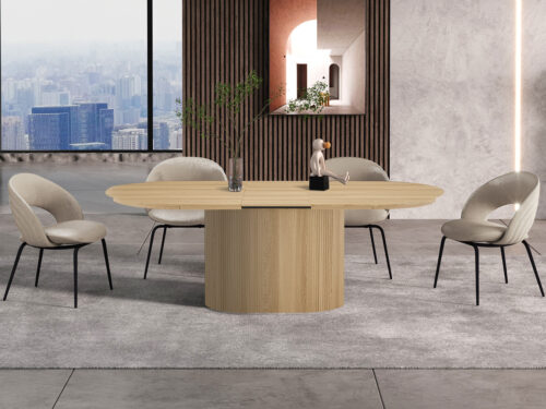 Uitschuifbare eettafel Mykonos Ovaal 180-220 cm eiken naturel