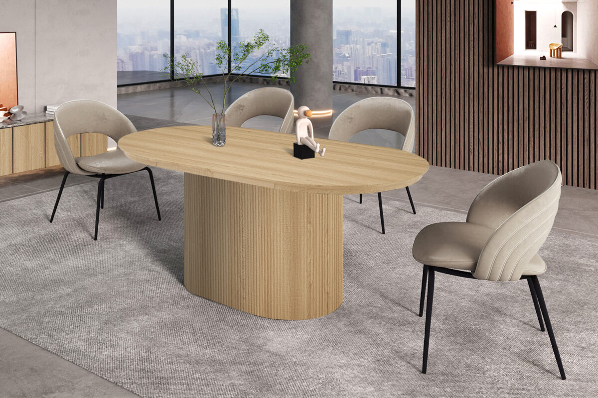 Uitschuifbare eettafel Mykonos Ovaal 180-220 cm eiken naturel – foto 3
