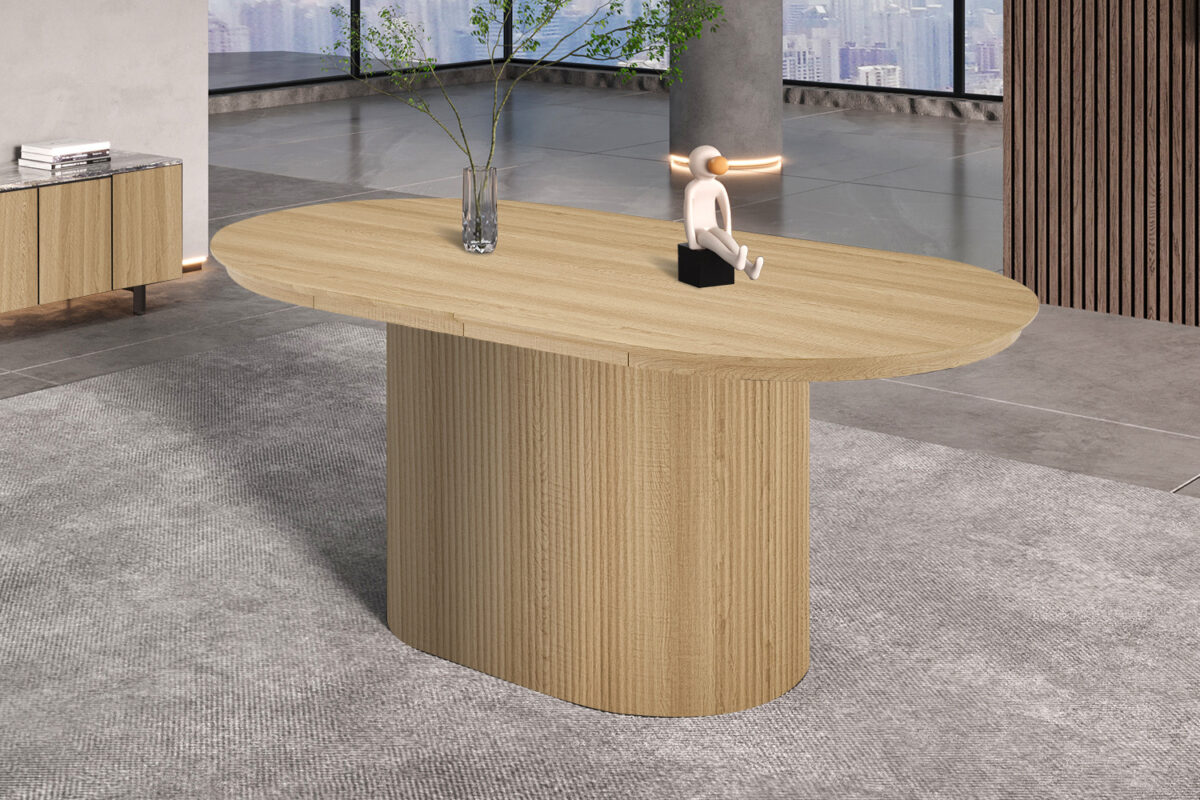 Uitschuifbare eettafel Mykonos Ovaal 180-220 cm eiken naturel – foto 4