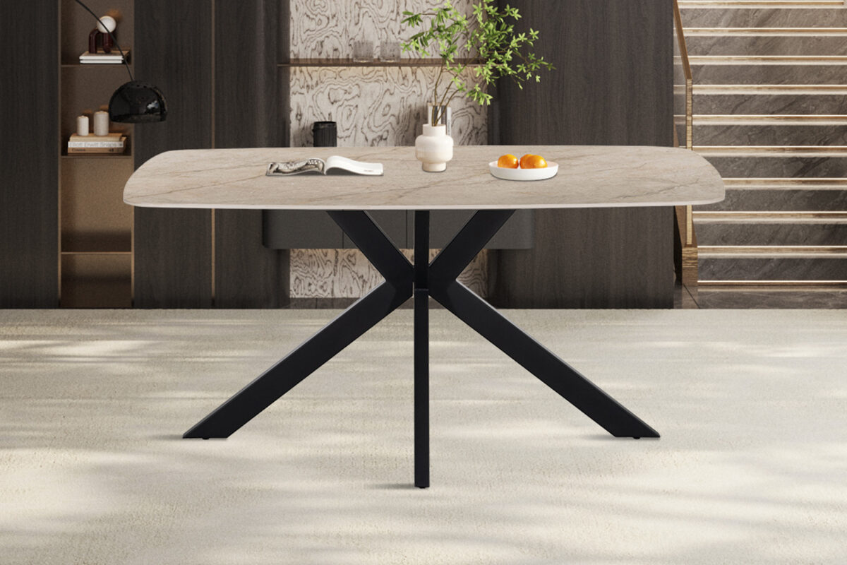 Eettafel Firenze Deens ovaal 160 cm steen beige Industrieel – foto 3