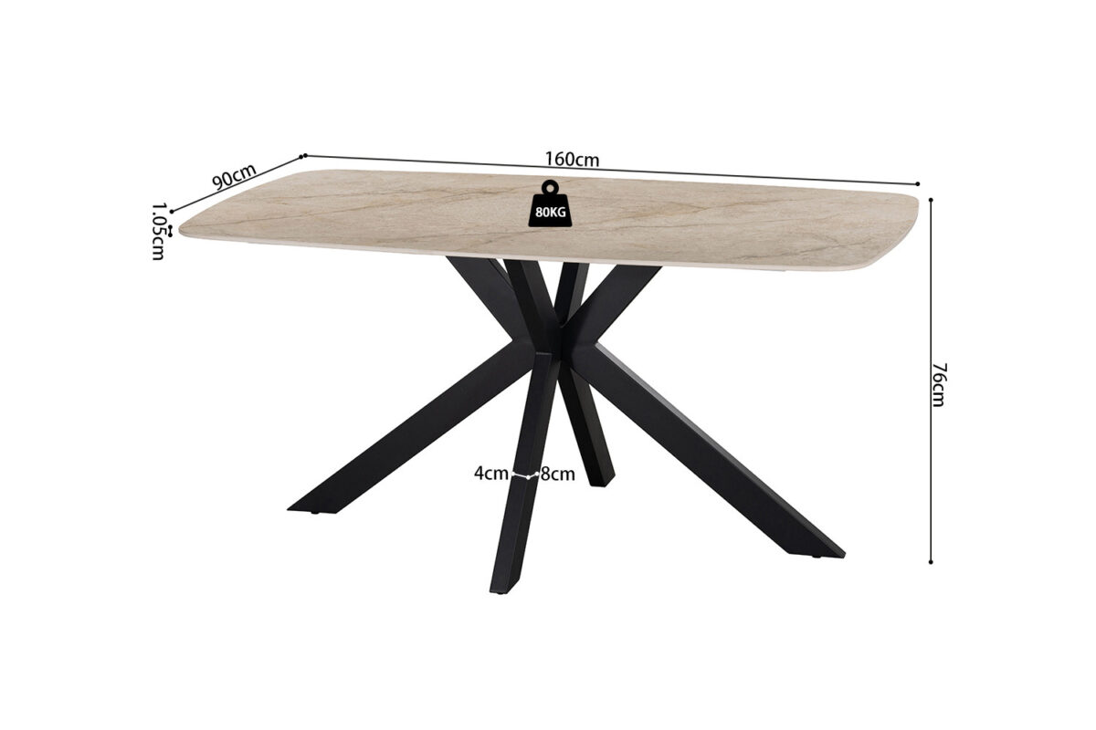 Eettafel Firenze Deens ovaal 160 cm steen beige Industrieel – foto 7