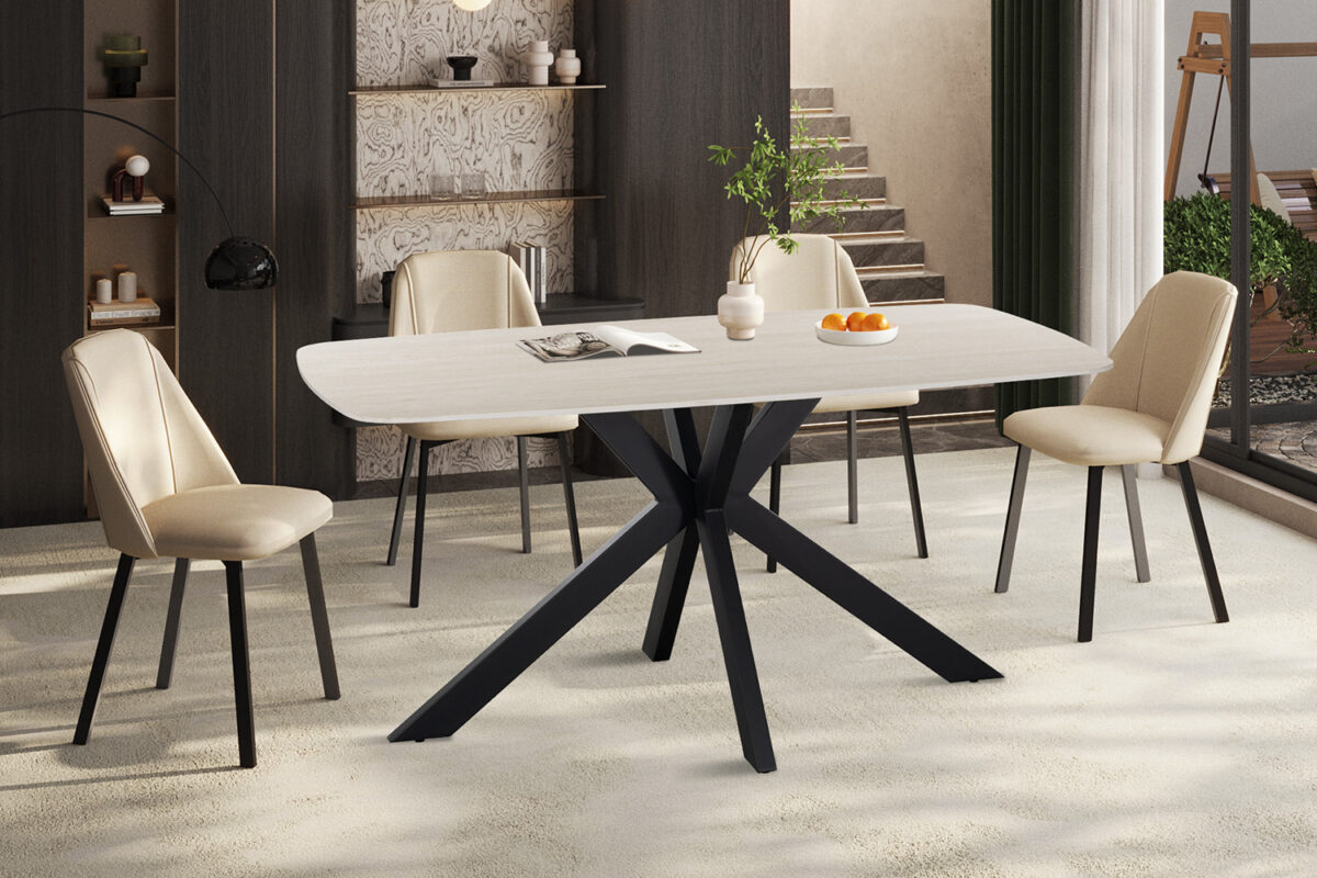 Eettafel Firenze Deens ovaal 160 cm steen barok grijs Industrieel
