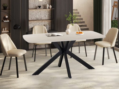 Eettafel Firenze Deens ovaal 160 cm steen barok grijs Industrieel