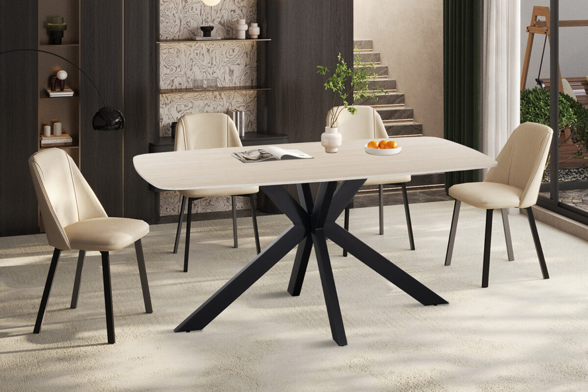 Eettafel Firenze Deens ovaal 160 cm steen barok beige Industrieel