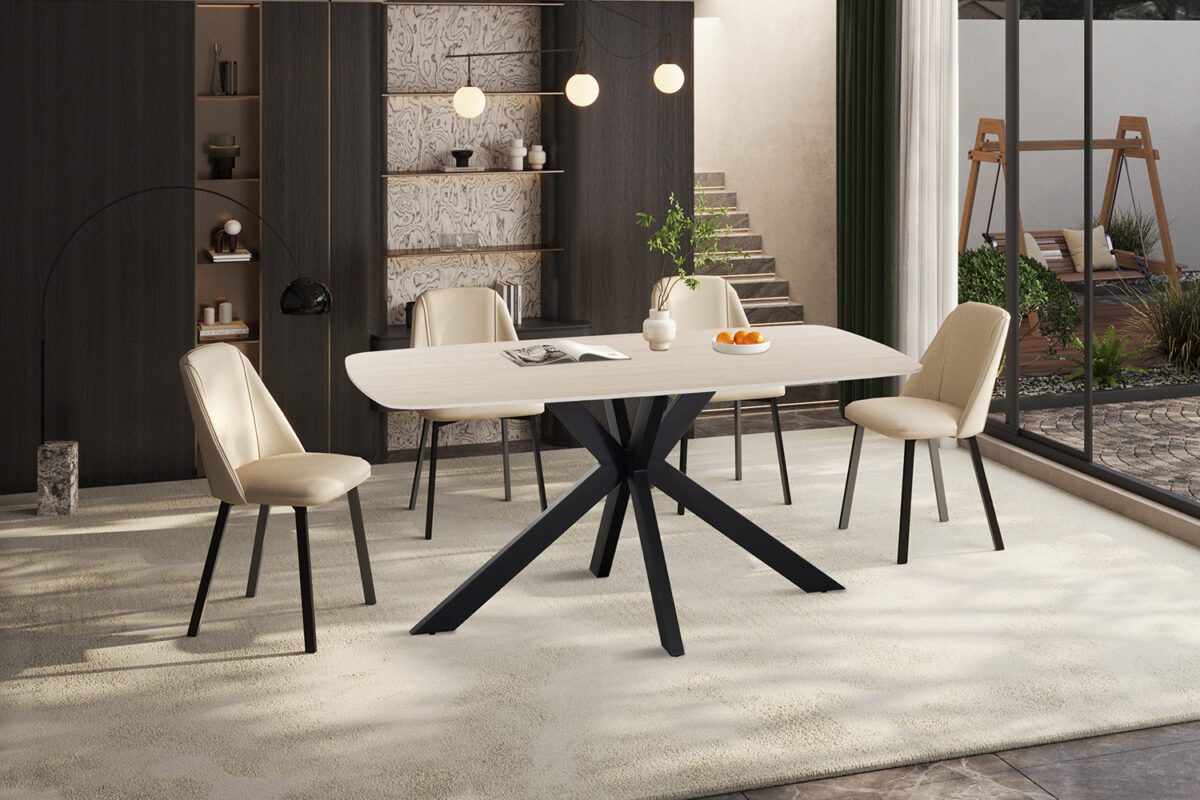Eettafel Firenze Deens ovaal 160 cm steen barok beige Industrieel – foto 2