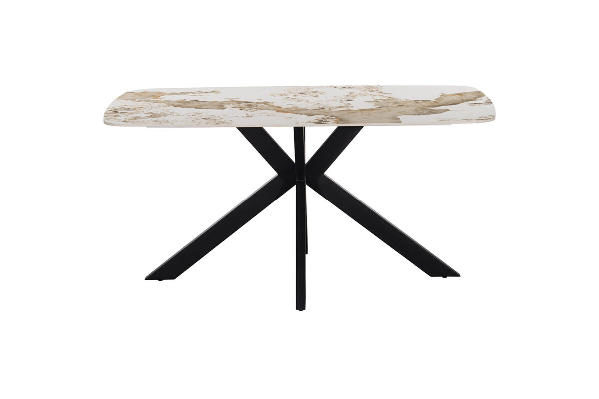 Eettafel Firenze Deens ovaal 160 cm marmerlook wit Industrieel – foto 4