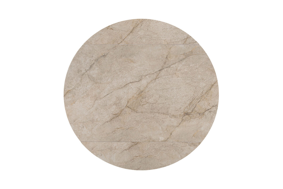 Uitschuifbare eettafel Sparta Rond 140 cm steen beige Industrieel – foto 4