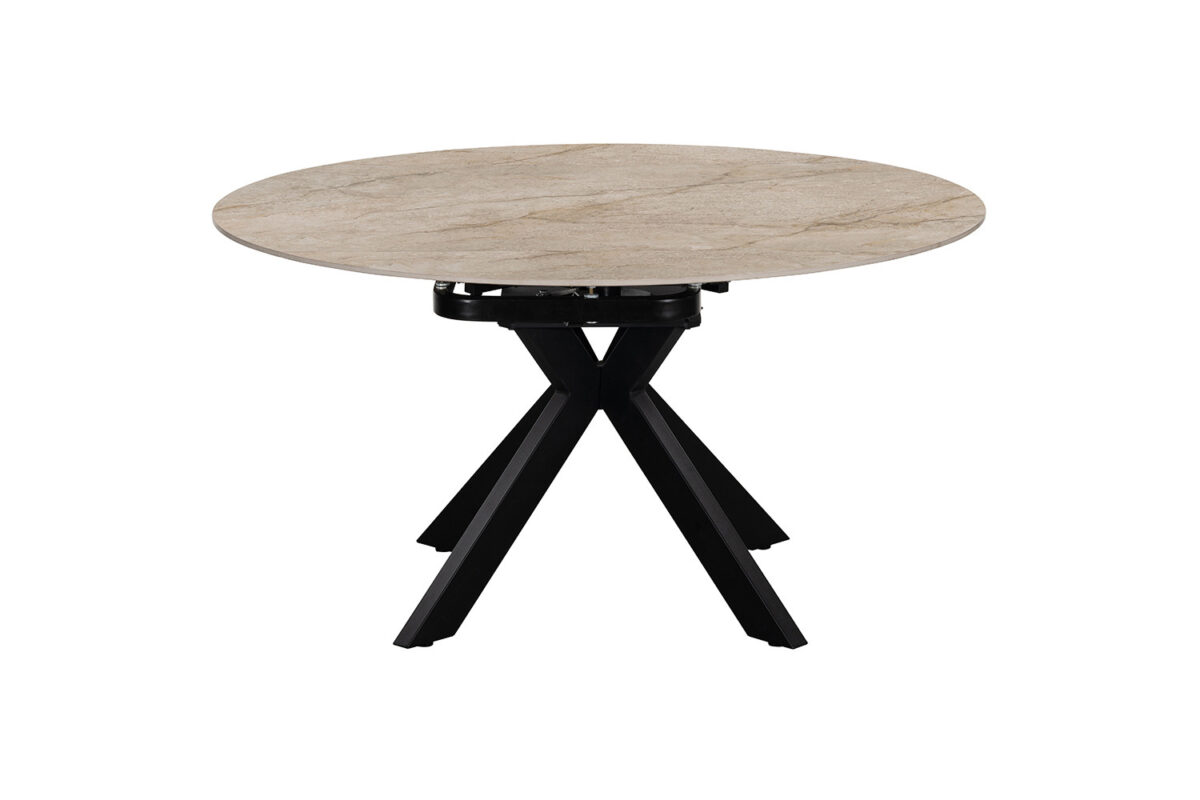 Uitschuifbare eettafel Sparta Rond 140 cm steen beige Industrieel – foto 5