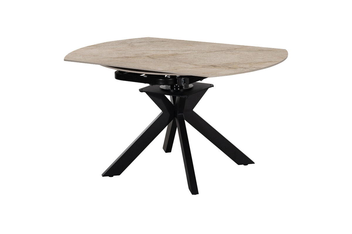 Uitschuifbare eettafel Sparta Rond 140 cm steen beige Industrieel – foto 8