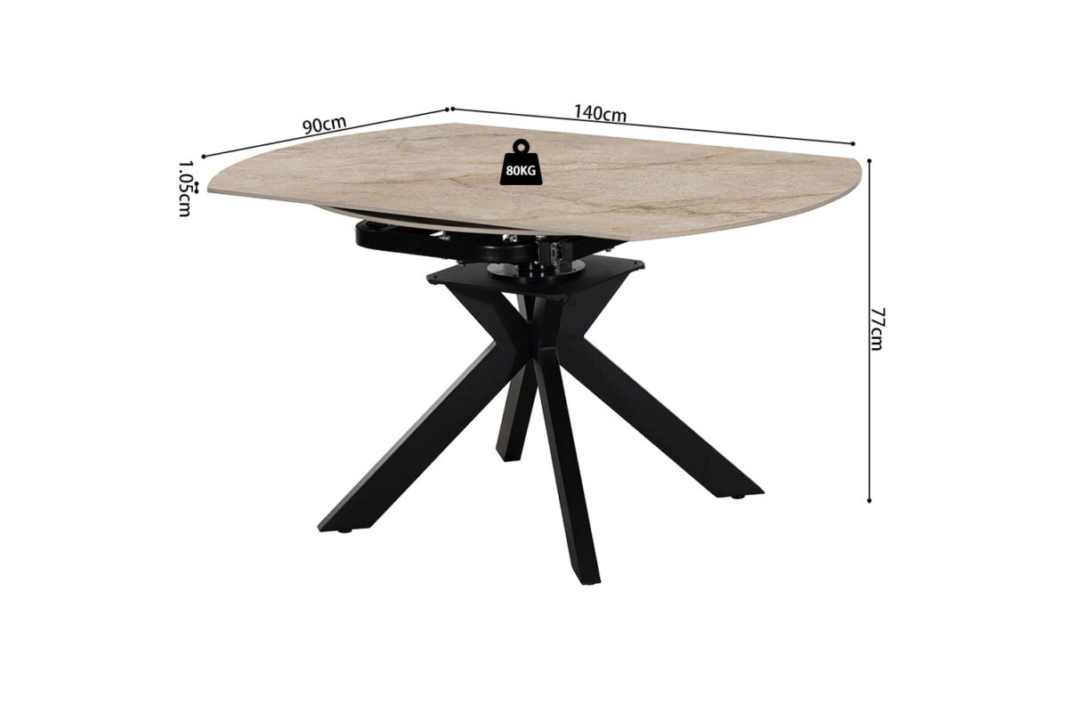 Uitschuifbare eettafel Sparta Rond 140 cm steen beige Industrieel – foto 10