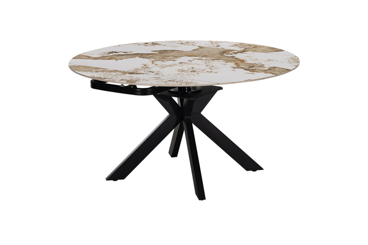 Uitschuifbare eettafel Sparta Rond 140 cm marmerlook wit – foto 5