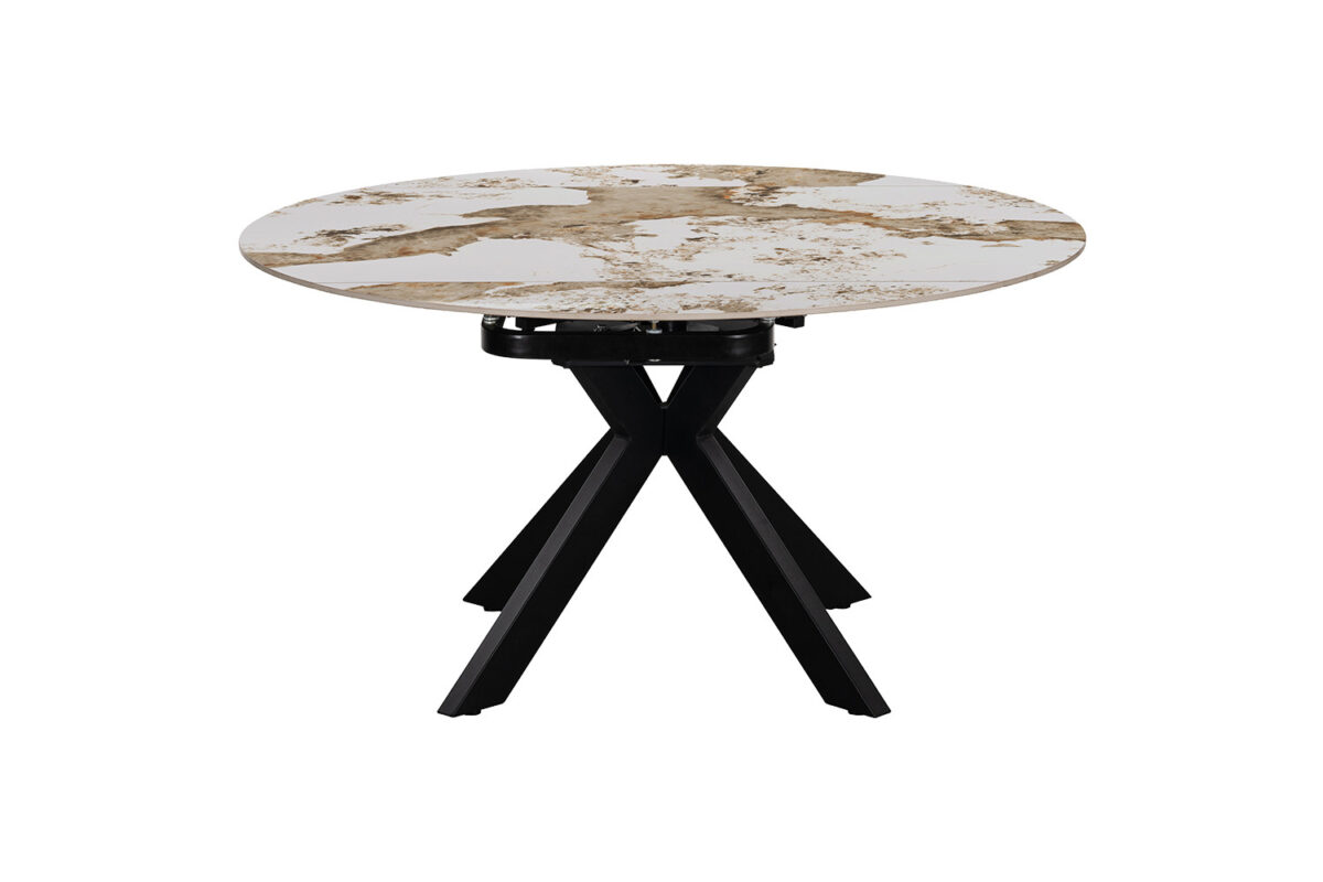 Uitschuifbare eettafel Sparta Rond 140 cm marmerlook wit – foto 6
