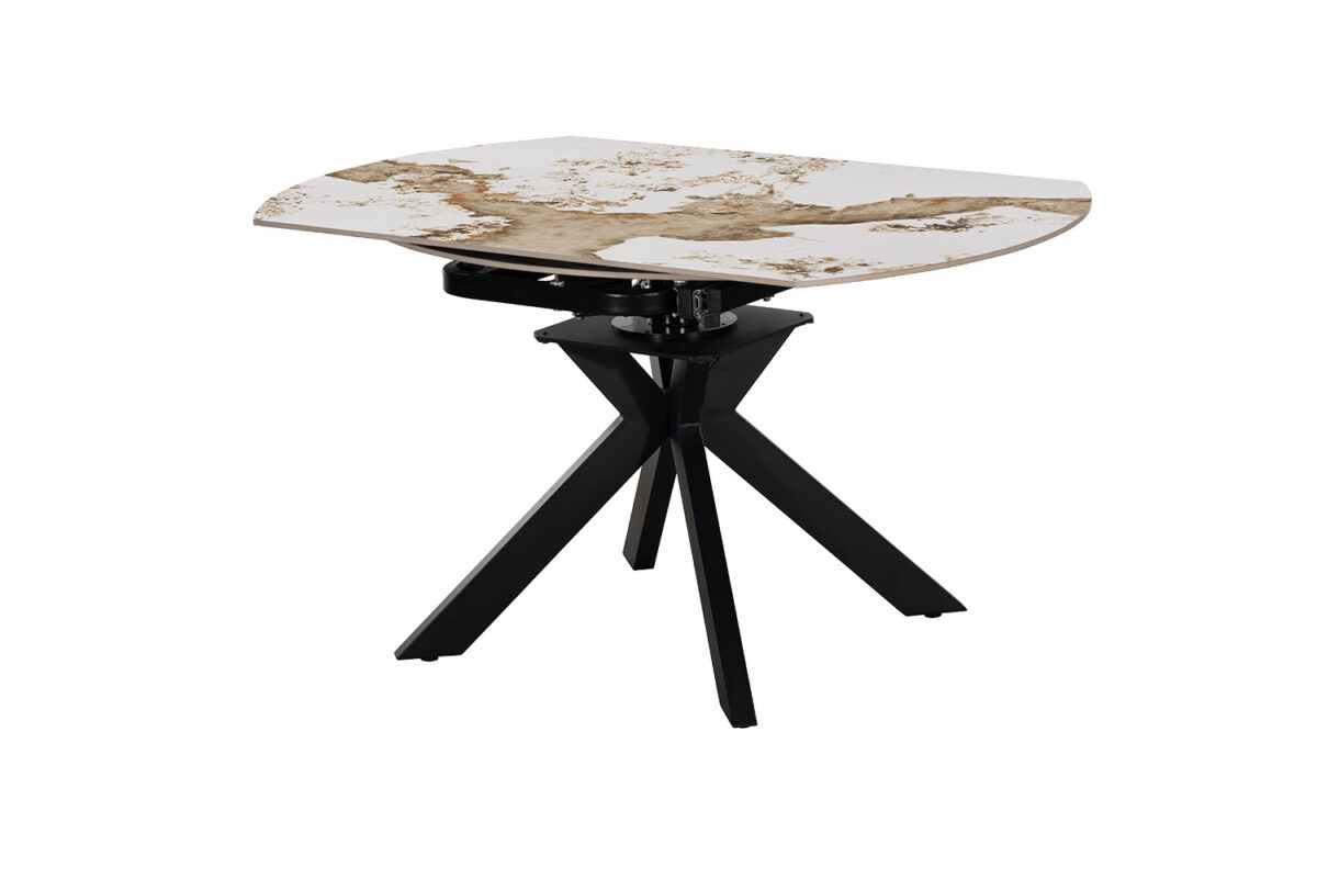 Uitschuifbare eettafel Sparta Rond 140 cm marmerlook wit – foto 7
