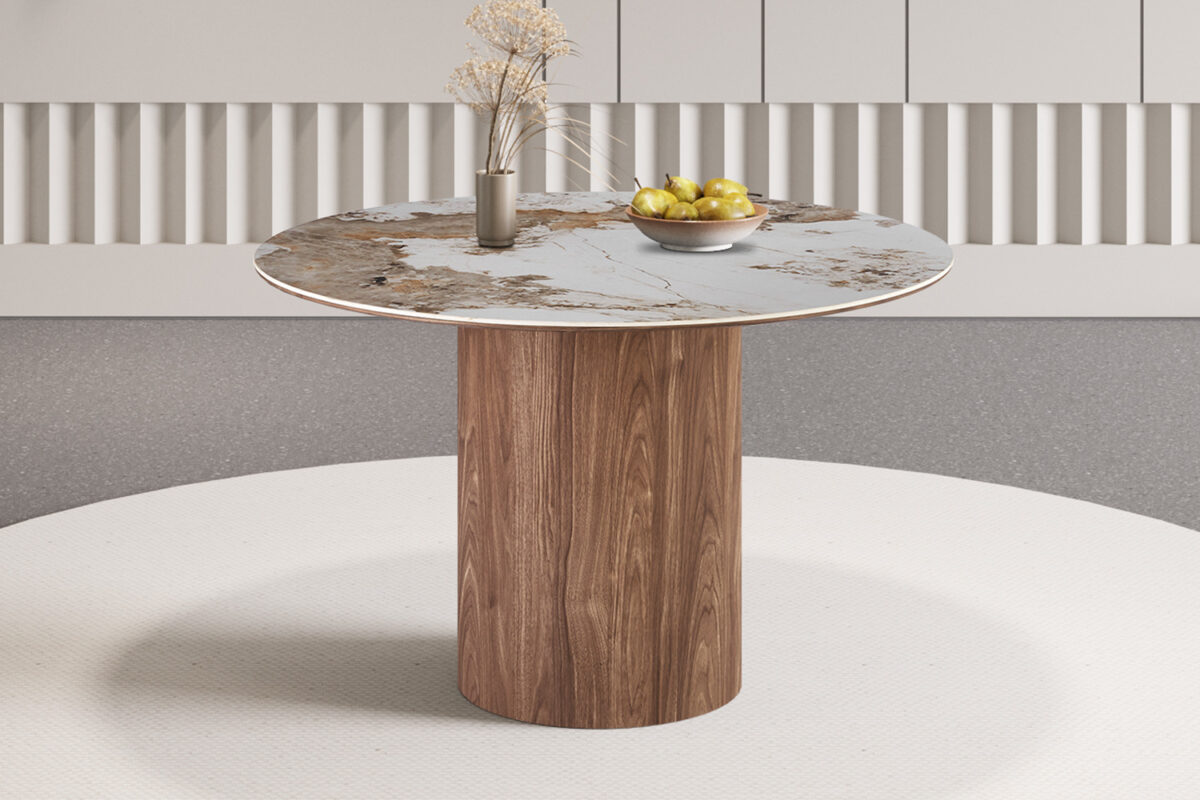 Eettafel Marbella Rond 120 cm marmerlook wit Hotel chique – foto 3