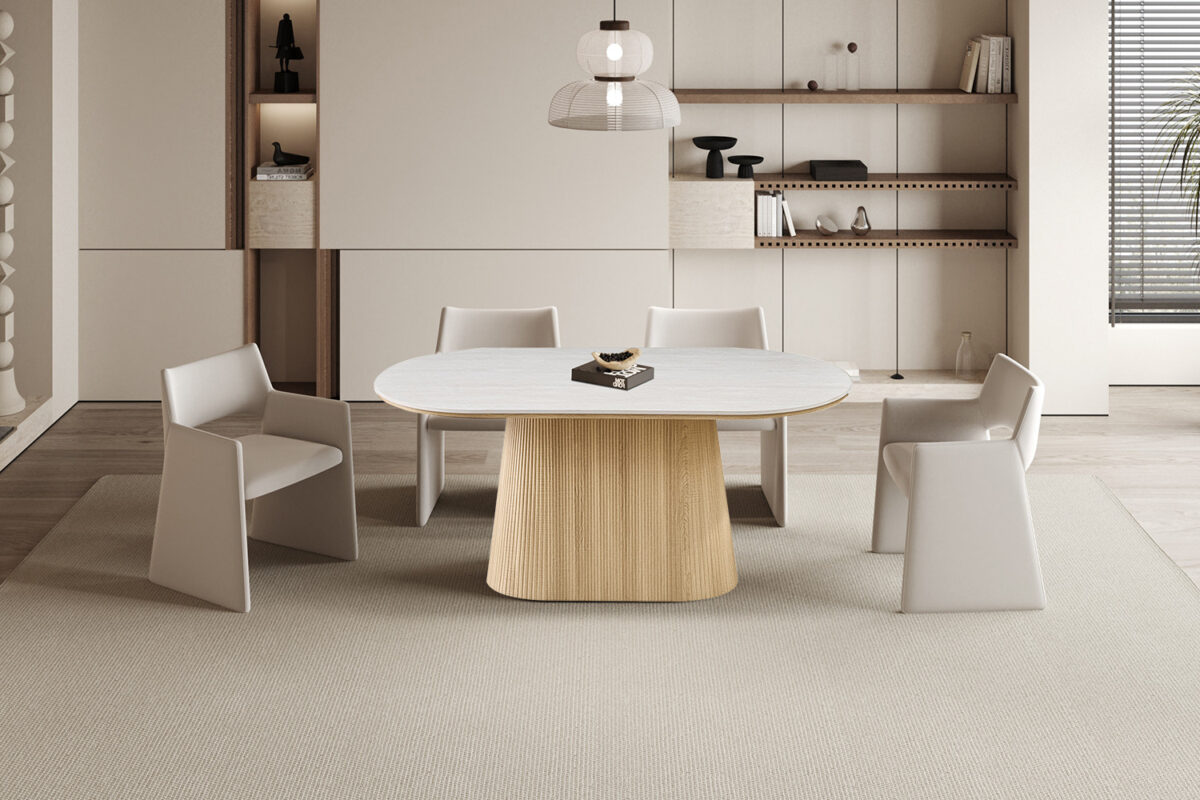 Eettafel Ravenna Ovaal 180 cm naturel eiken grijs Japandi