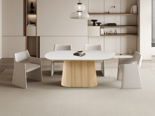 Eettafel Ravenna Ovaal 180 cm naturel eiken grijs Japandi