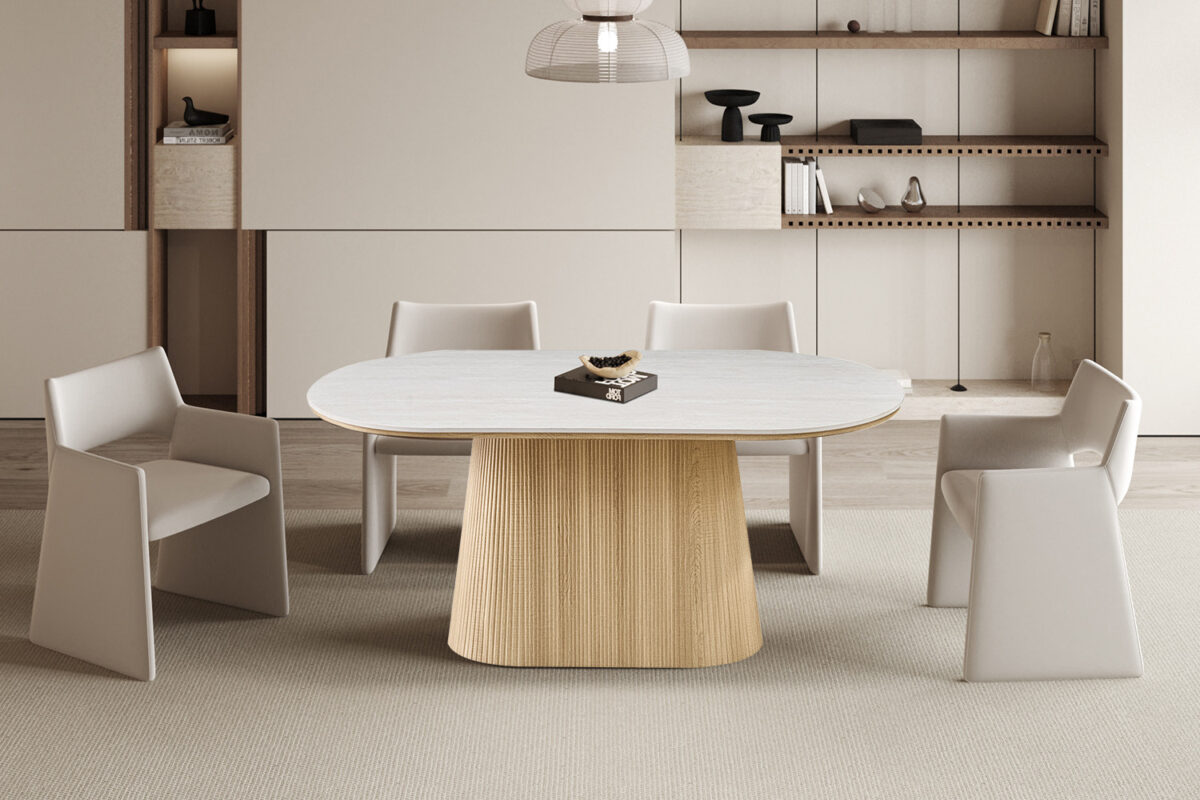 Eettafel Ravenna Ovaal 180 cm naturel eiken grijs Japandi – foto 2