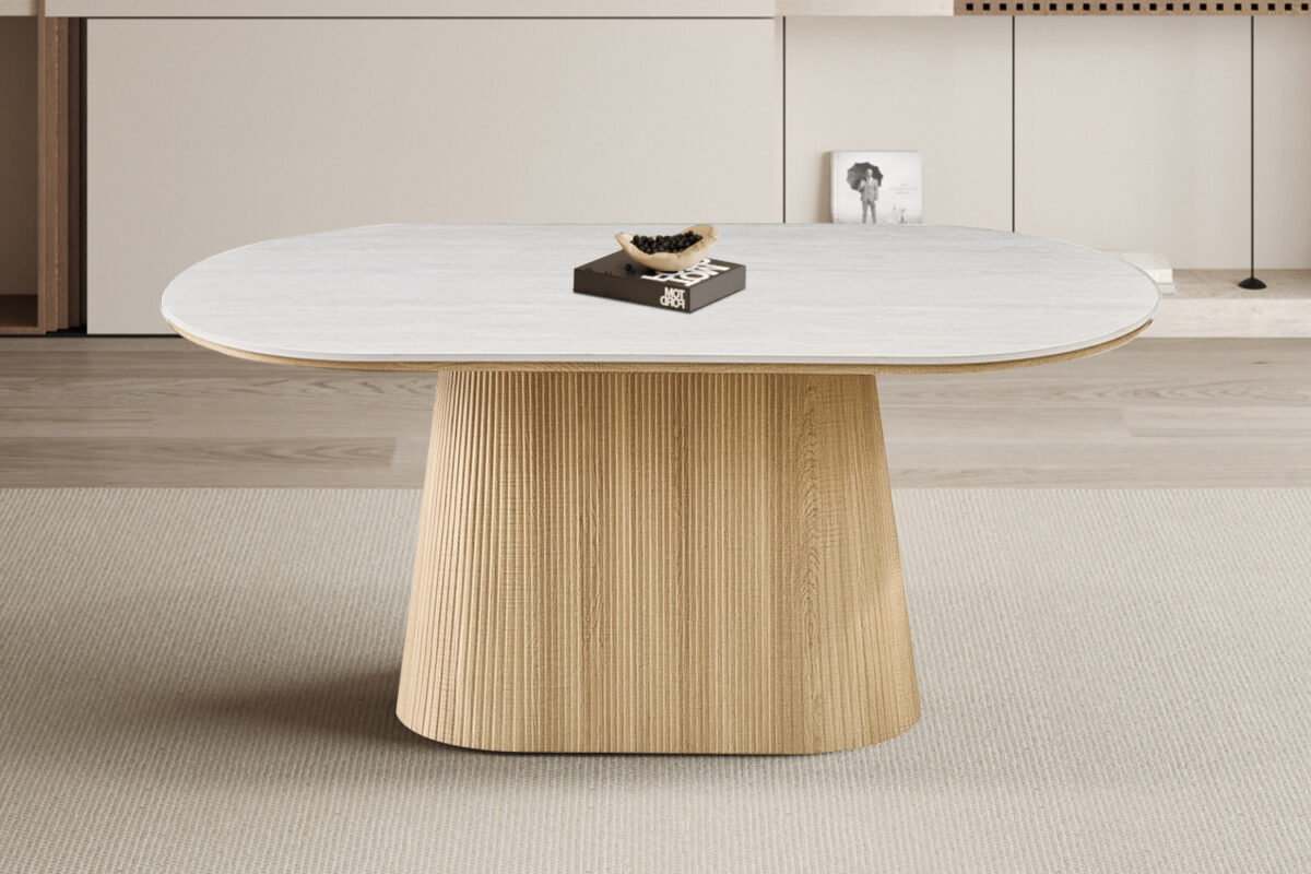 Eettafel Ravenna Ovaal 180 cm naturel eiken grijs Japandi – foto 3