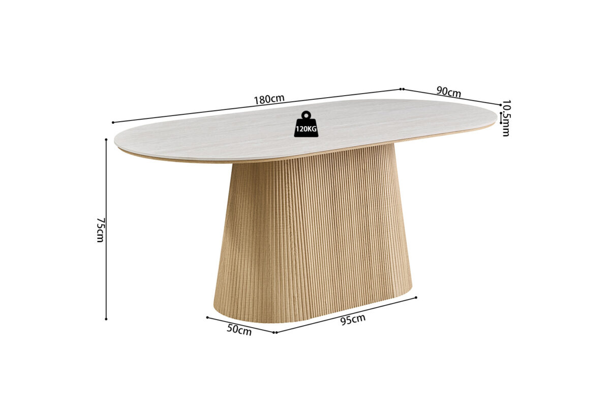 Eettafel Ravenna Ovaal 180 cm naturel eiken grijs Japandi – foto 9