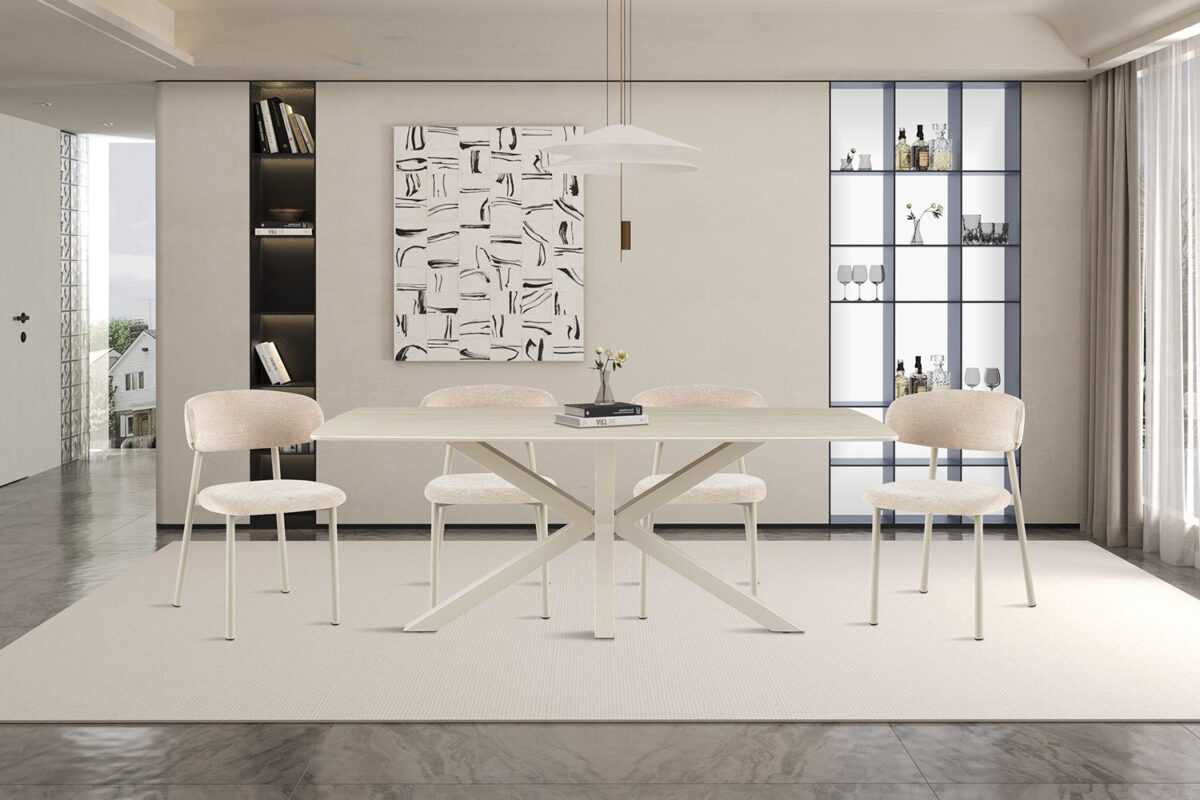 Eettafel Helsinki Deens ovaal 180 cm steen barok beige
