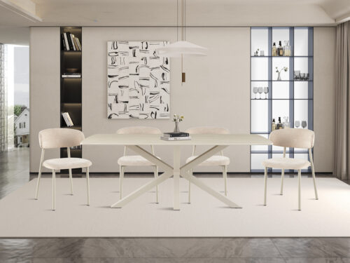 Eettafel Helsinki Deens ovaal 180 cm steen barok beige